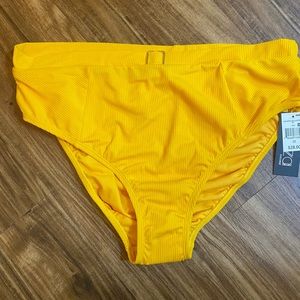 Ibiza High Waisted High Leg Swim Bottom Golden Yellow Ribbed Size 1X